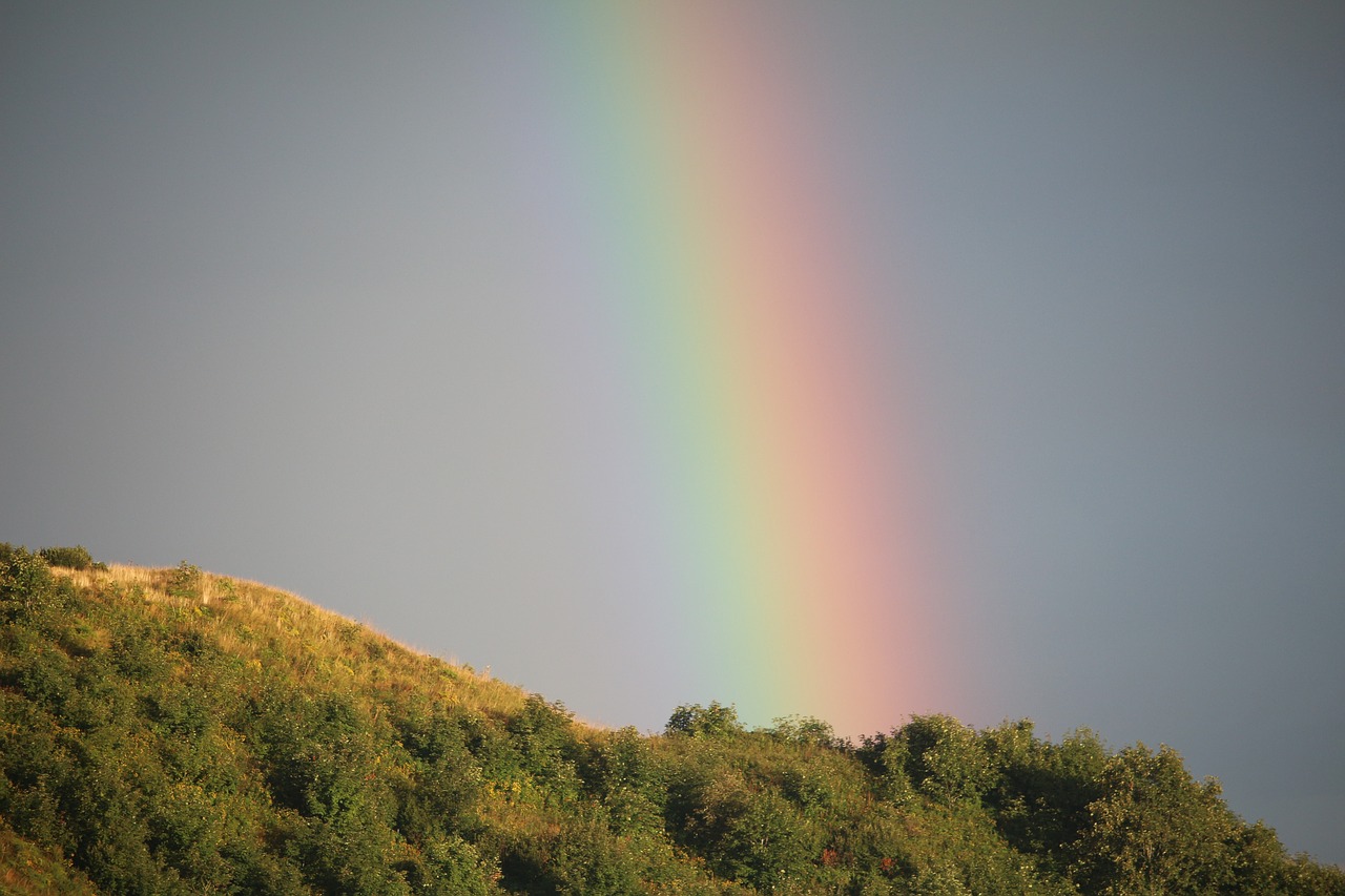 rainbow  rain  mountain free photo