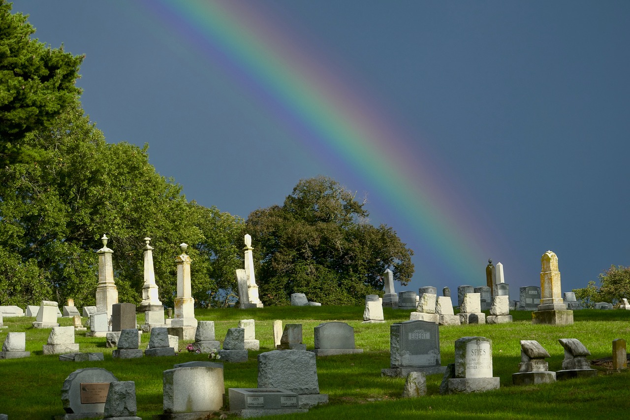 rainbow  cemetery  sky free photo