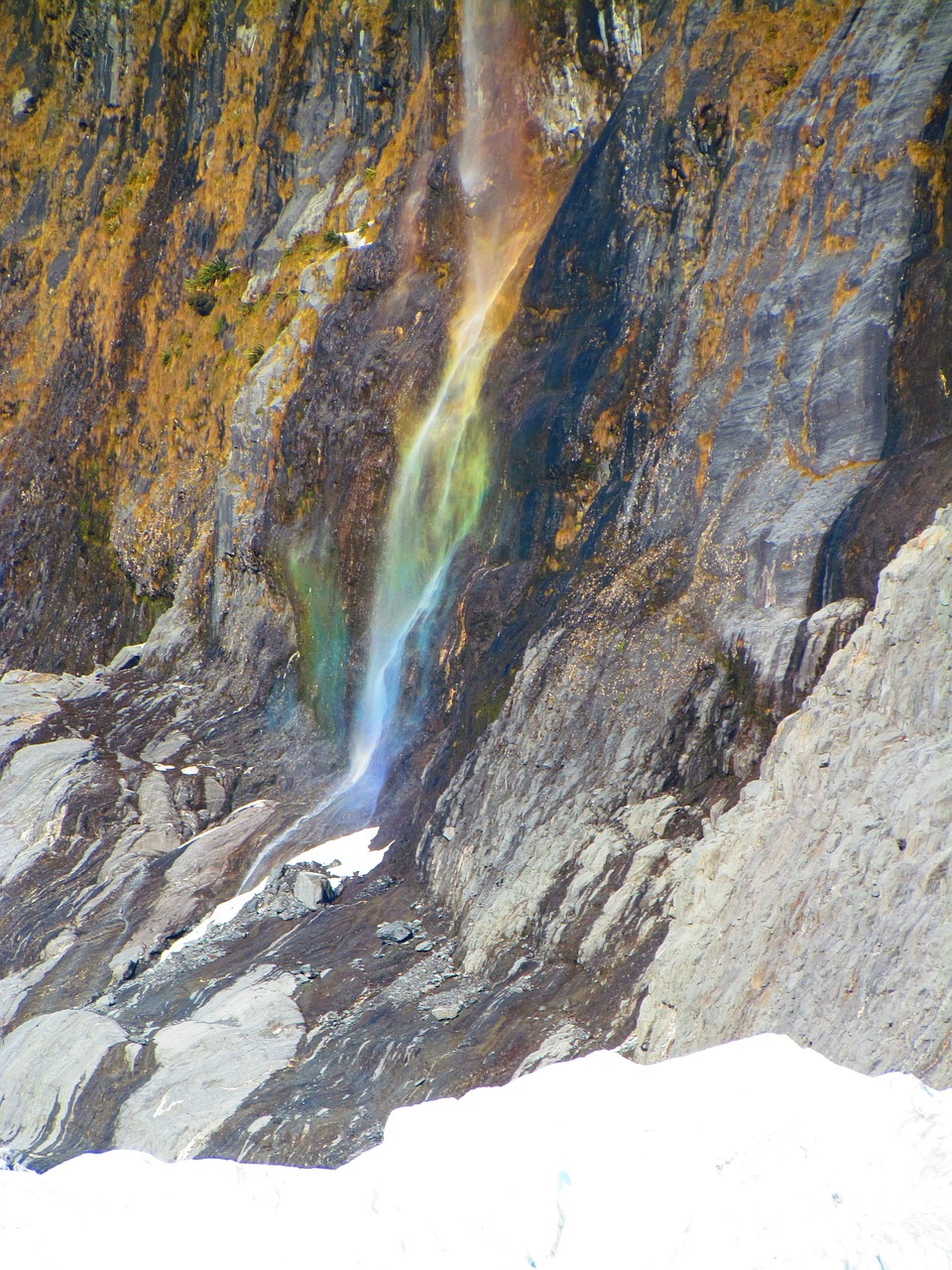 rainbow waterfall glacier free photo