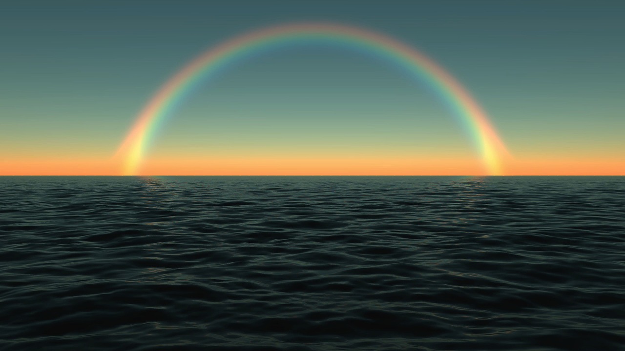 rainbow  sea  sky free photo
