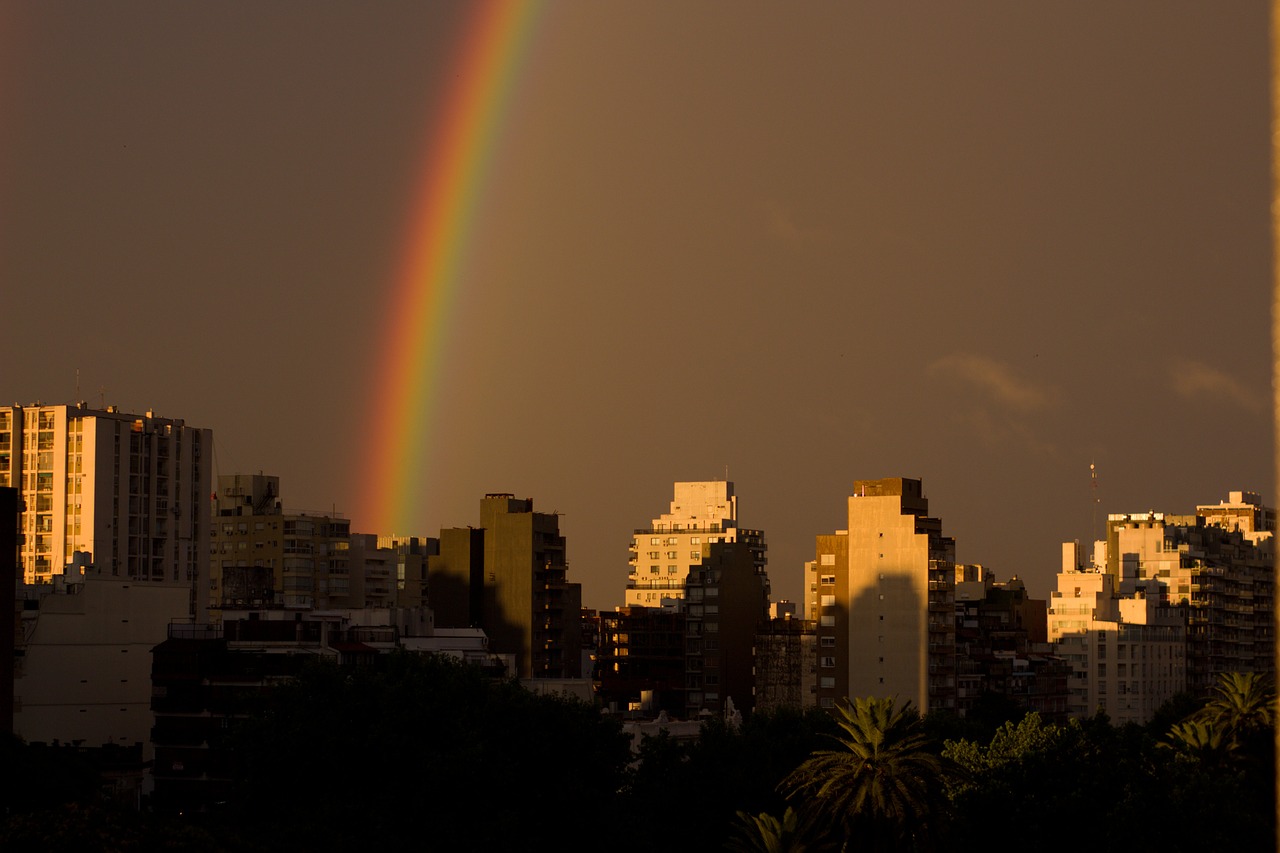 rainbow  city  afternoon free photo