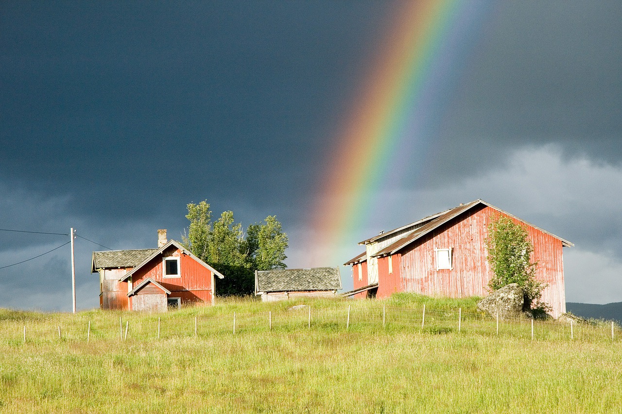 rainbow farm summer free photo