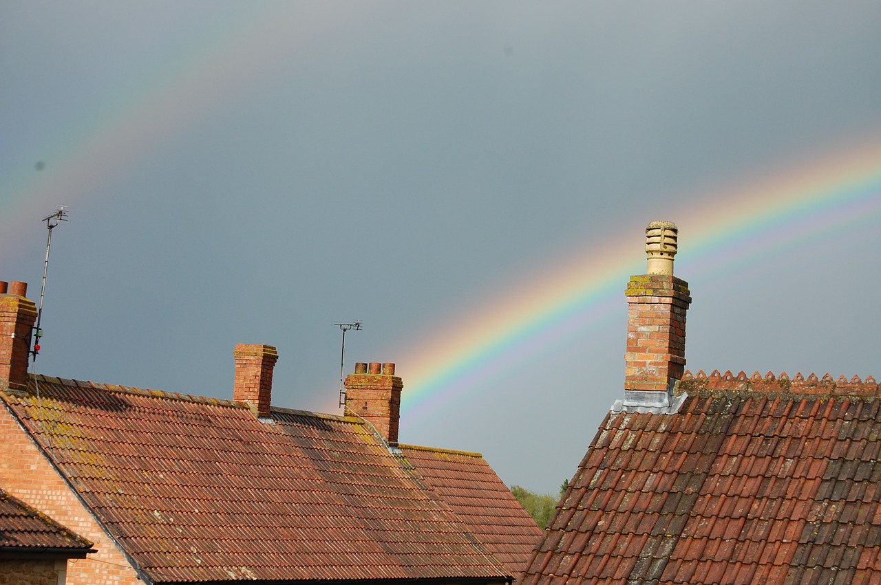 rainbow roof chimney free photo
