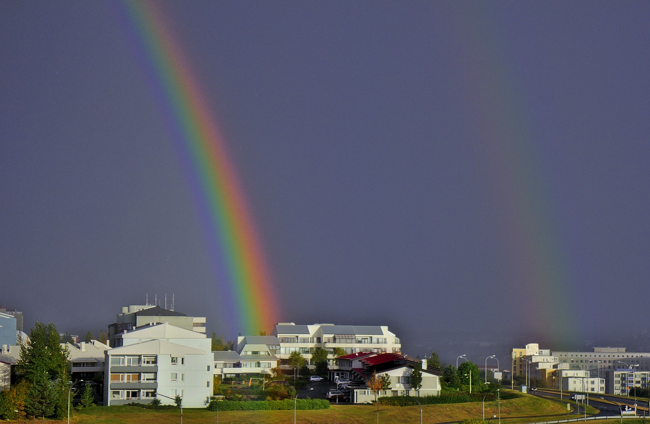 rainbow houses colorful free photo