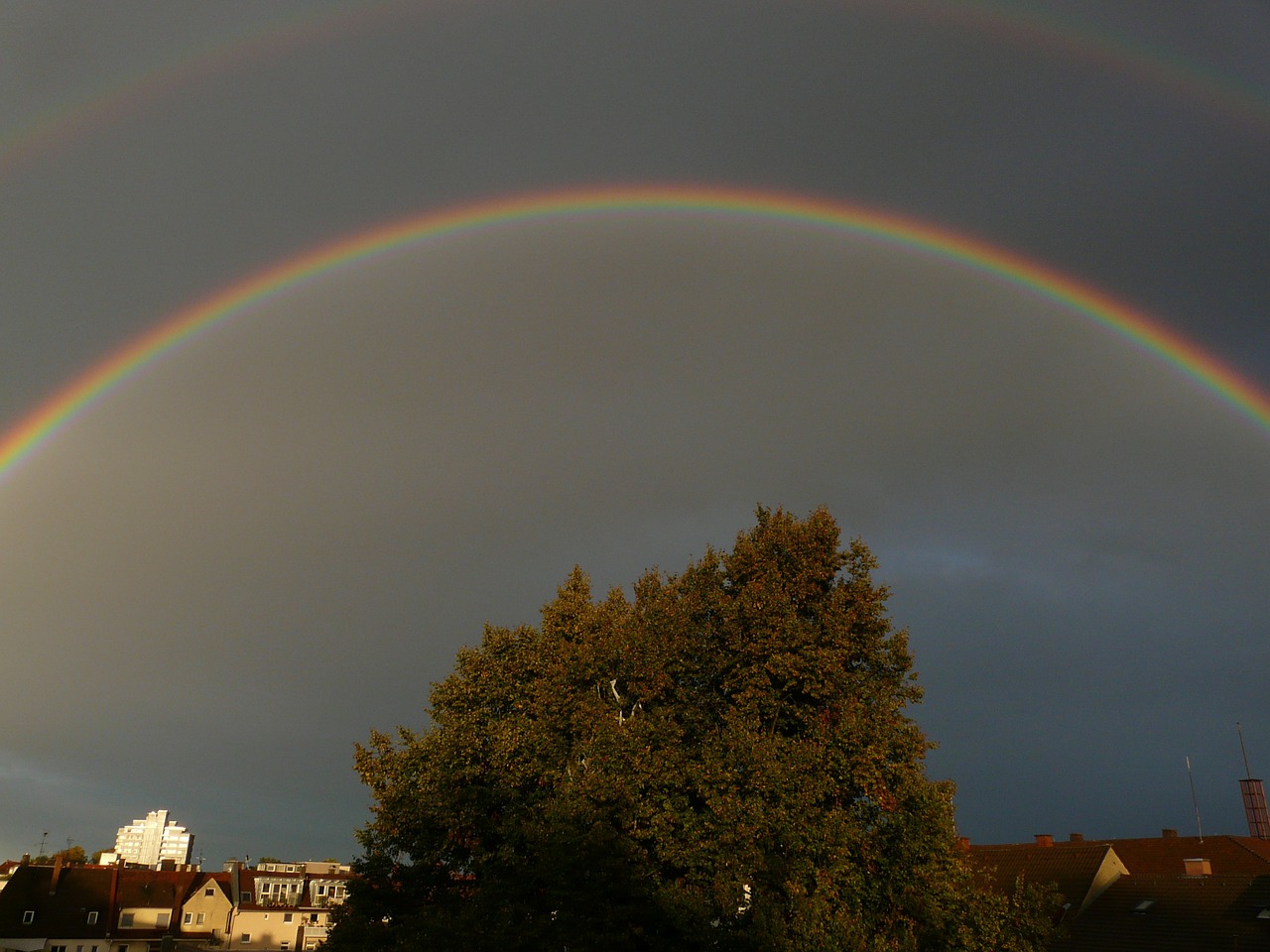 rainbow double rainbow mirroring free photo