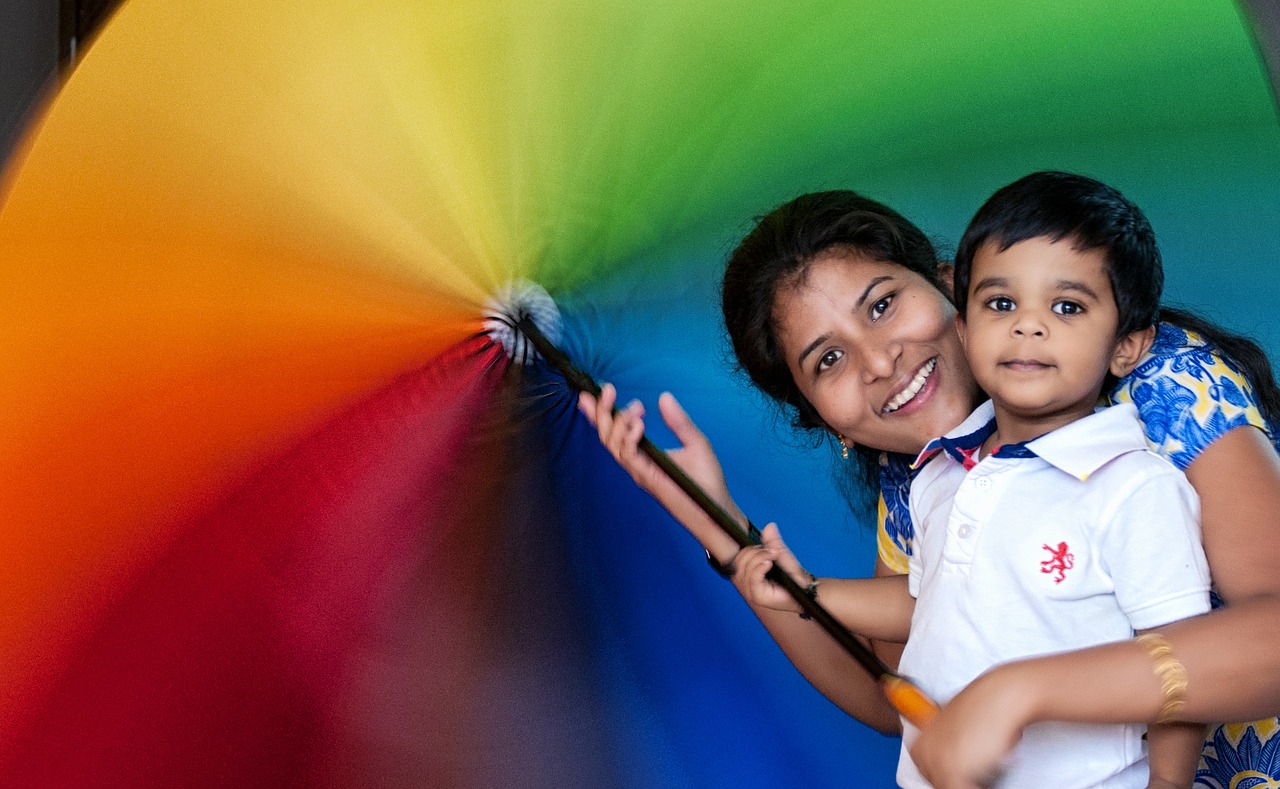 rainbow umbrella colorful free photo