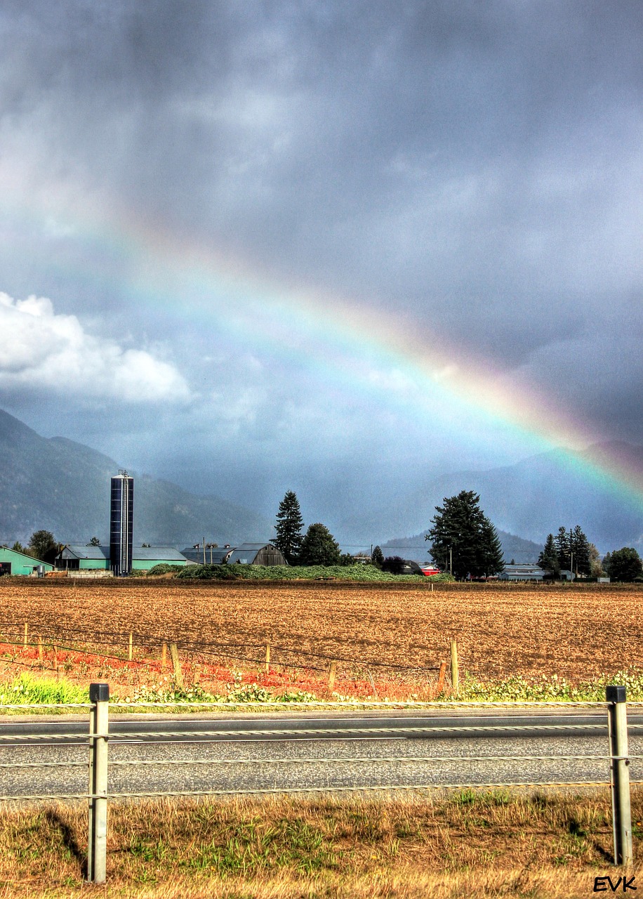 rainbow farmland field free photo