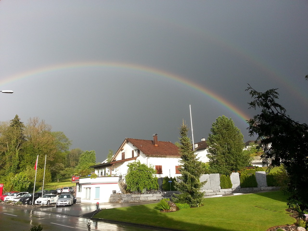 rainbow rain mood free photo