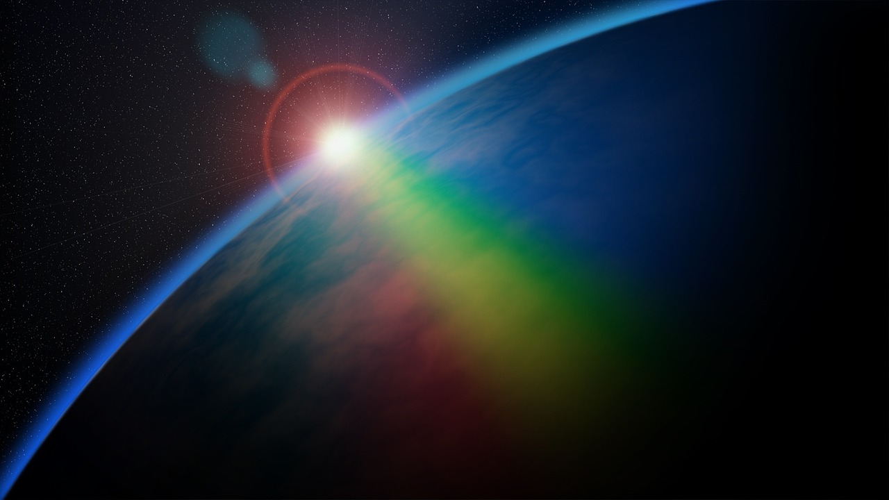 rainbow space planet free photo