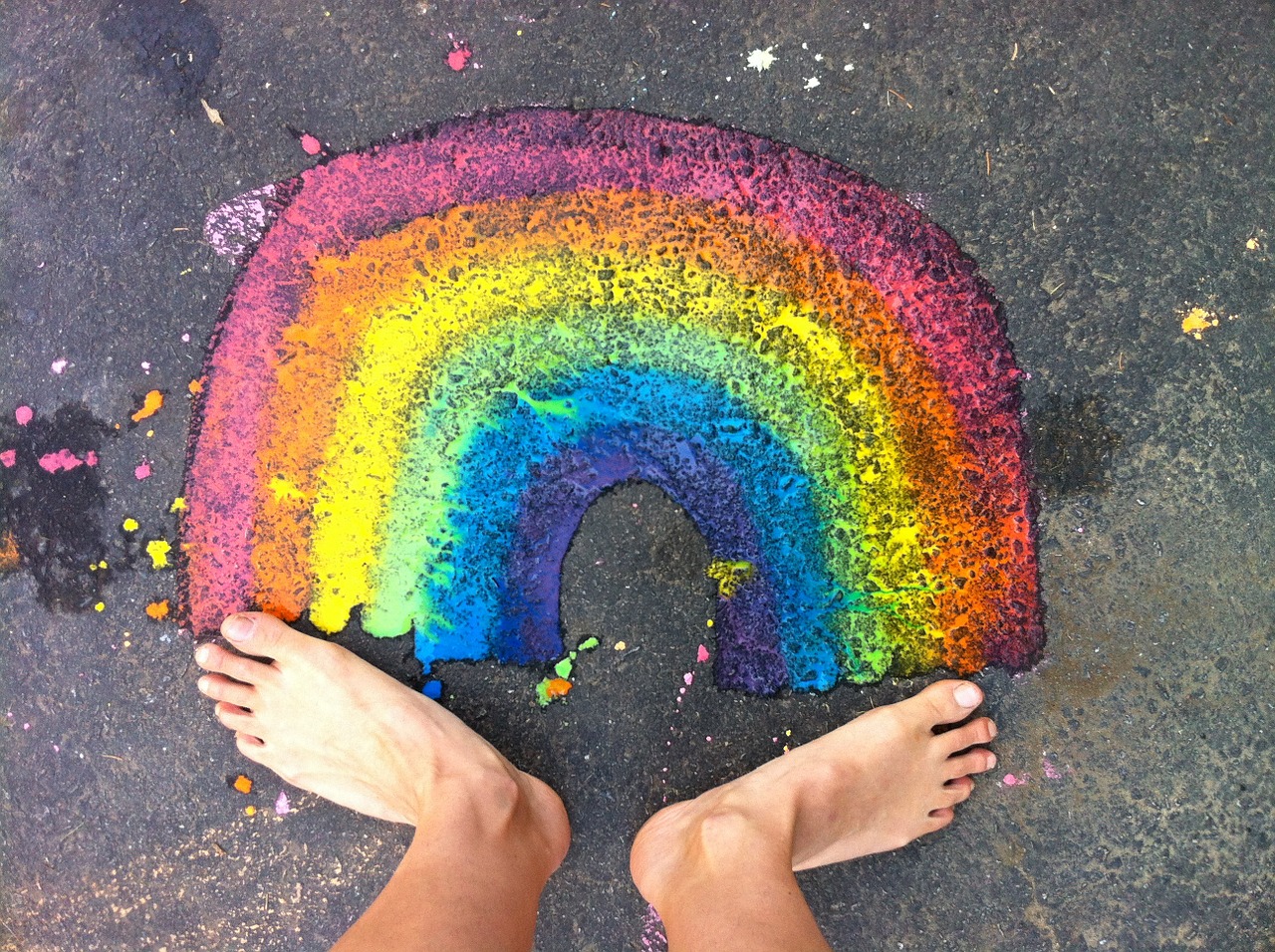 rainbow feet happy free photo