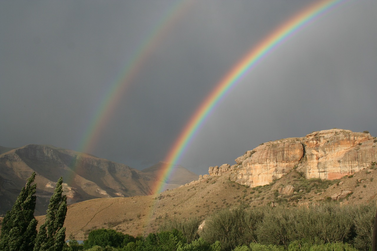 rainbow nature mountain free photo