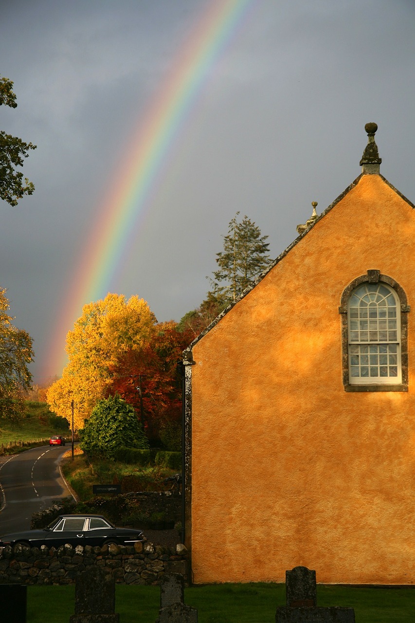 rainbow building house free photo