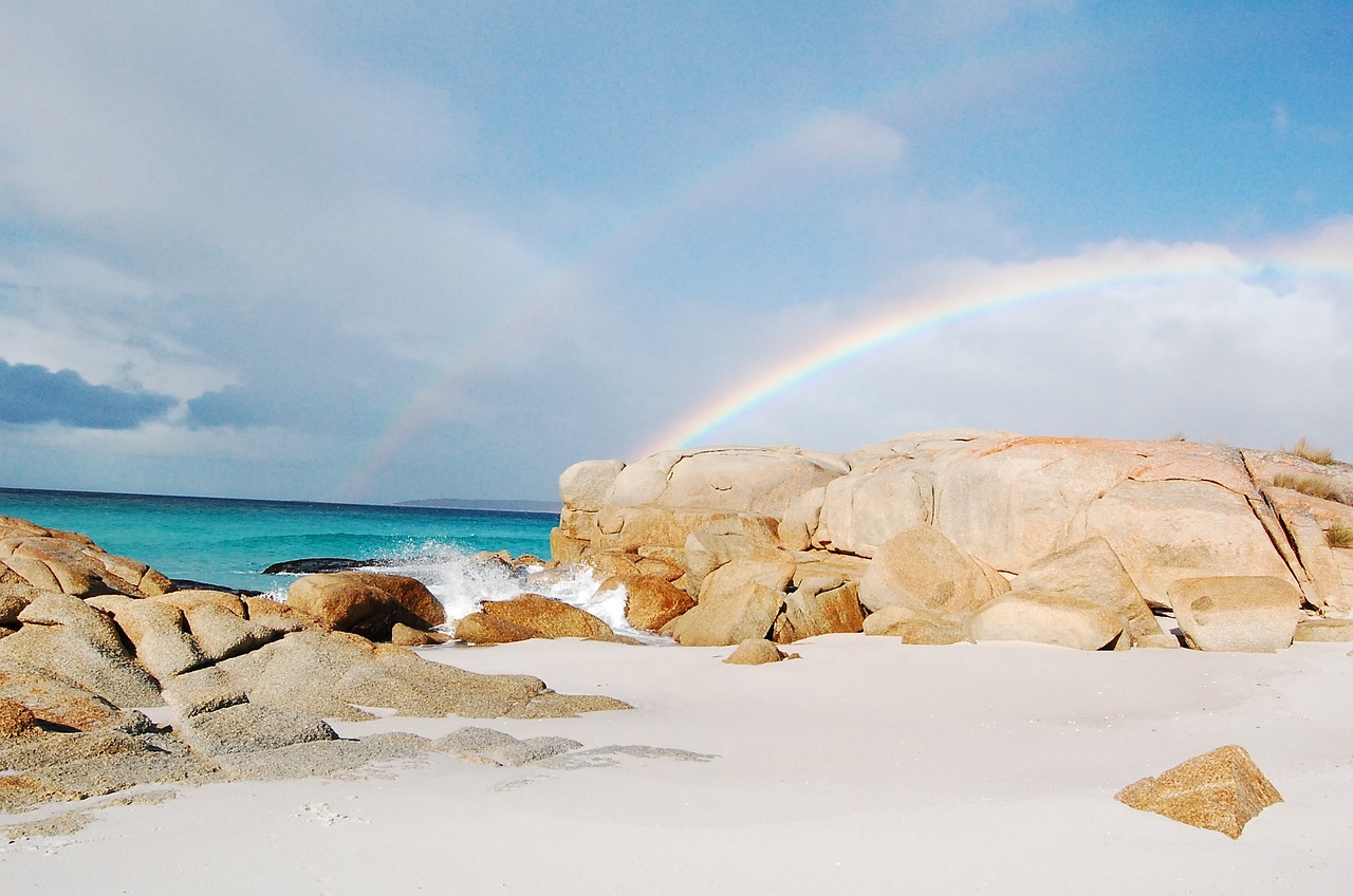 rainbow beach rocks free photo