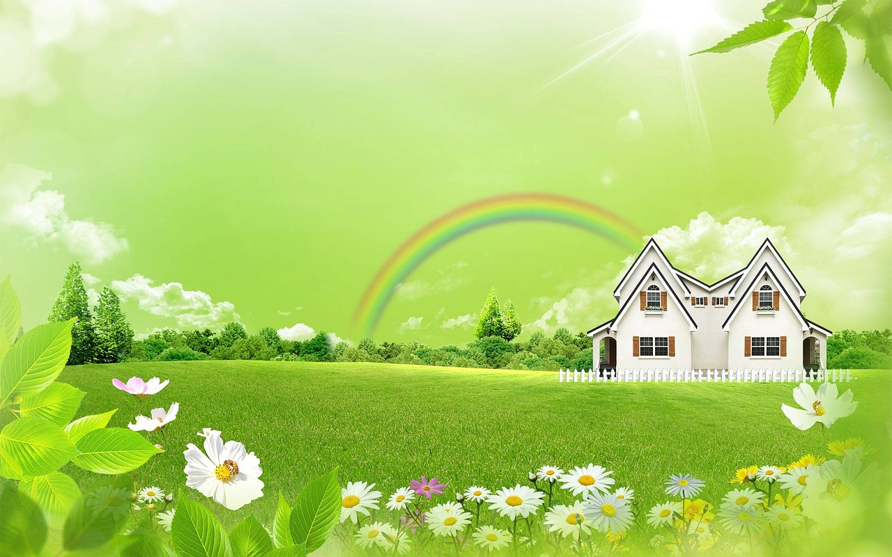 rainbow cabin green leaf free photo