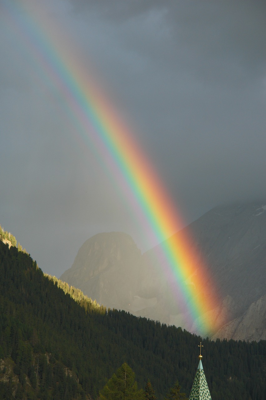 rainbow mountain rain free photo