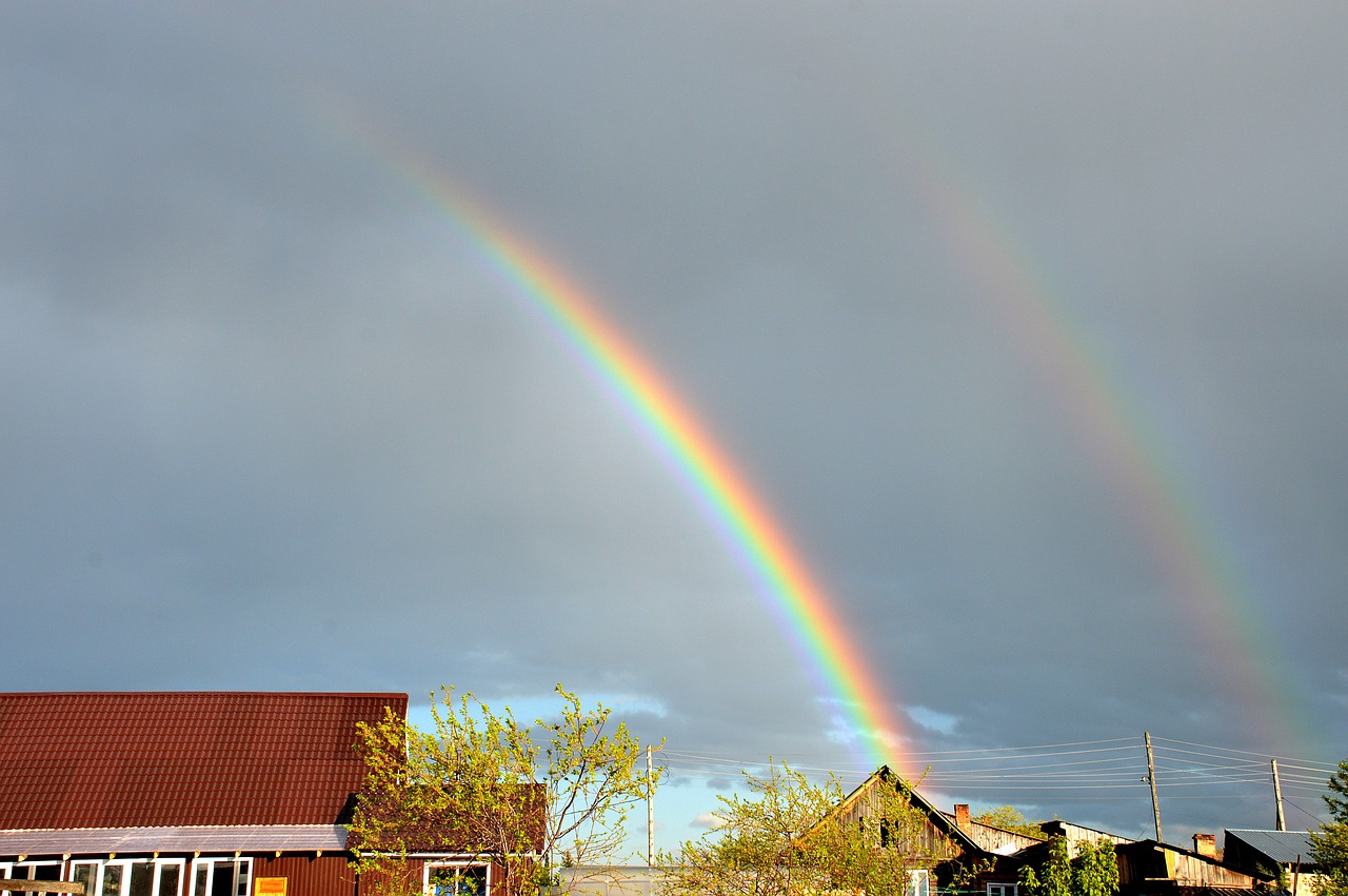 rainbow sky clouds free photo