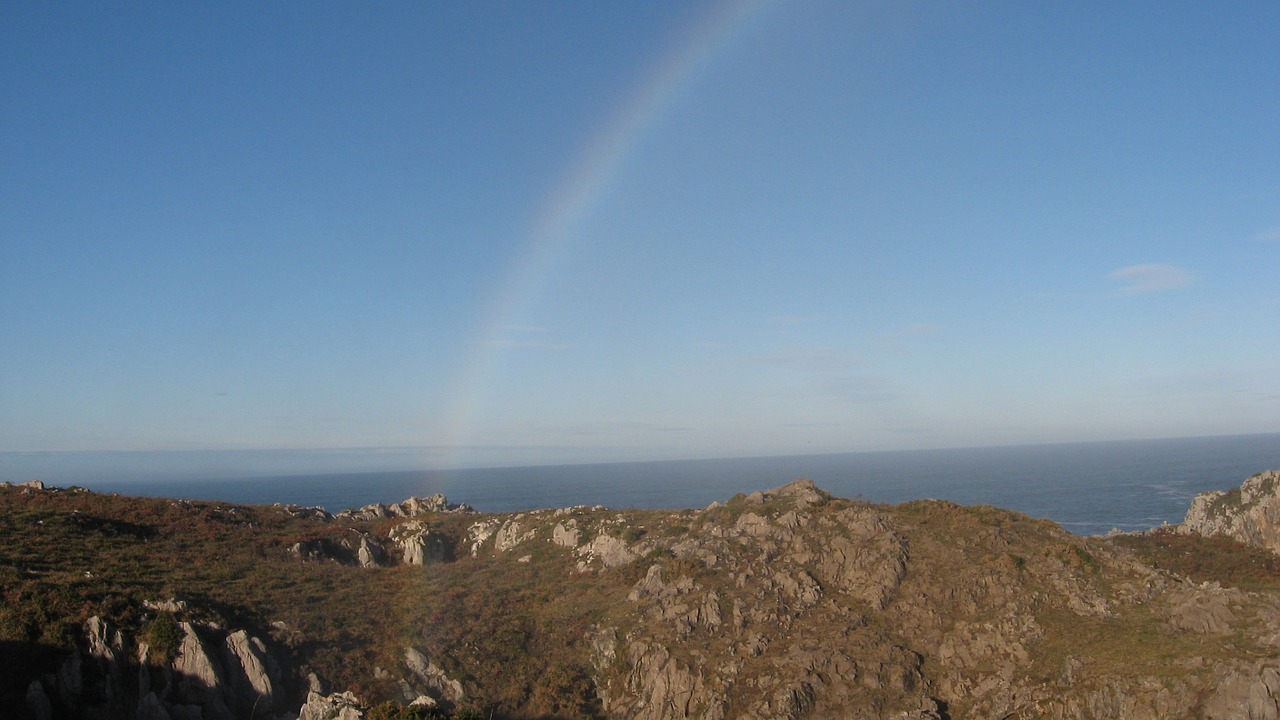 rainbow sea sun free photo