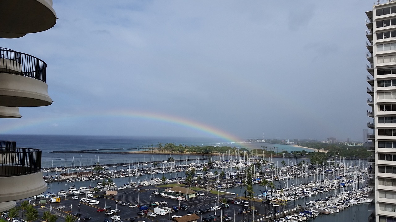 rainbow hawaii city free photo