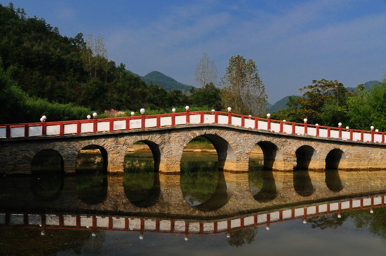 rainbow bridge the perfume river reflection free photo