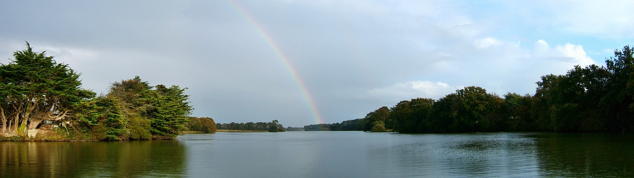 rainbow over the golf morbihan france free photo