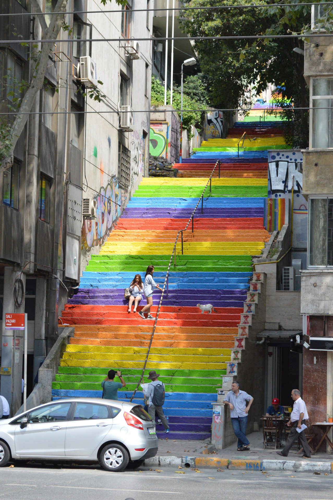 rainbow staircase istanbul free photo