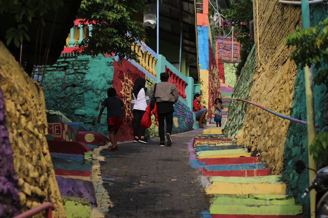 rainbow village  raibow  village free photo