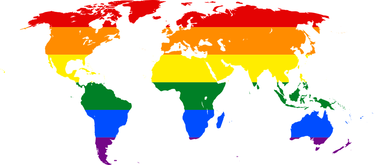 rainbow world map symbol lgbt glbt free photo
