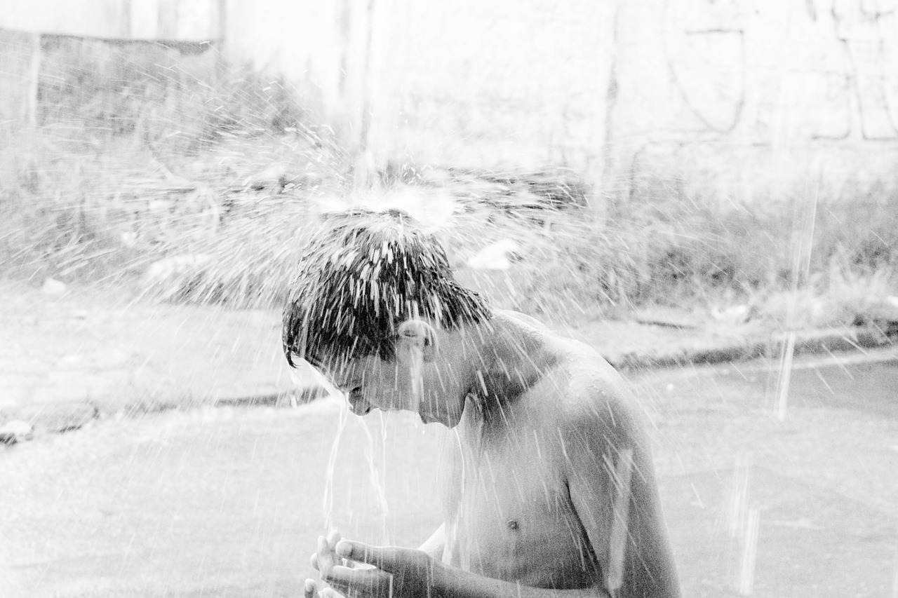 raining bath boy free photo