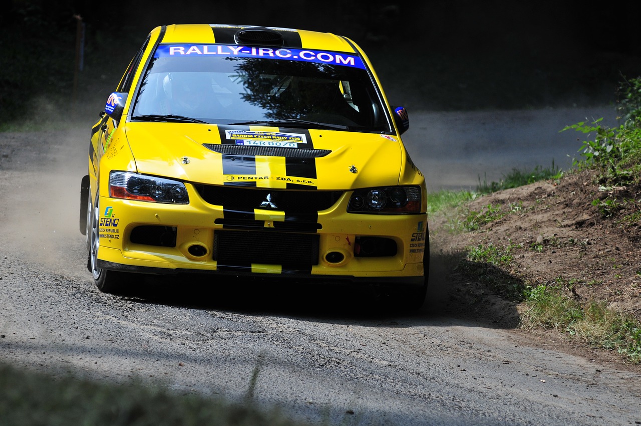 rally yellow car free photo