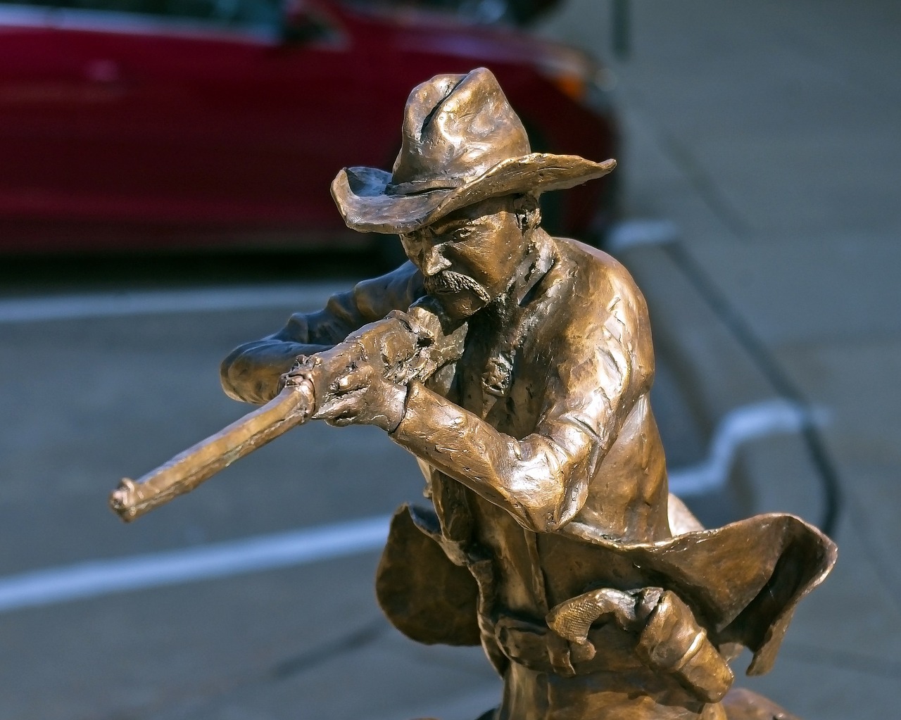 ranger closing in  texas ranger  sculpture free photo