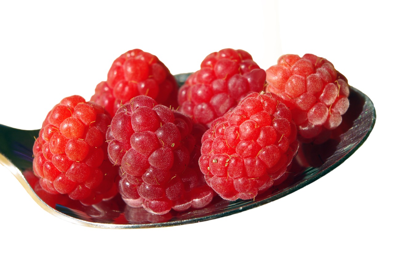 raspberries fruit spoon free photo
