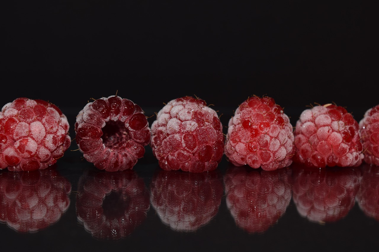 raspberries frozen frosted free photo