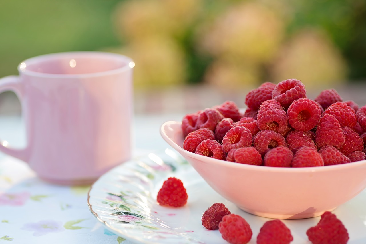 raspberries breakfast summer free photo