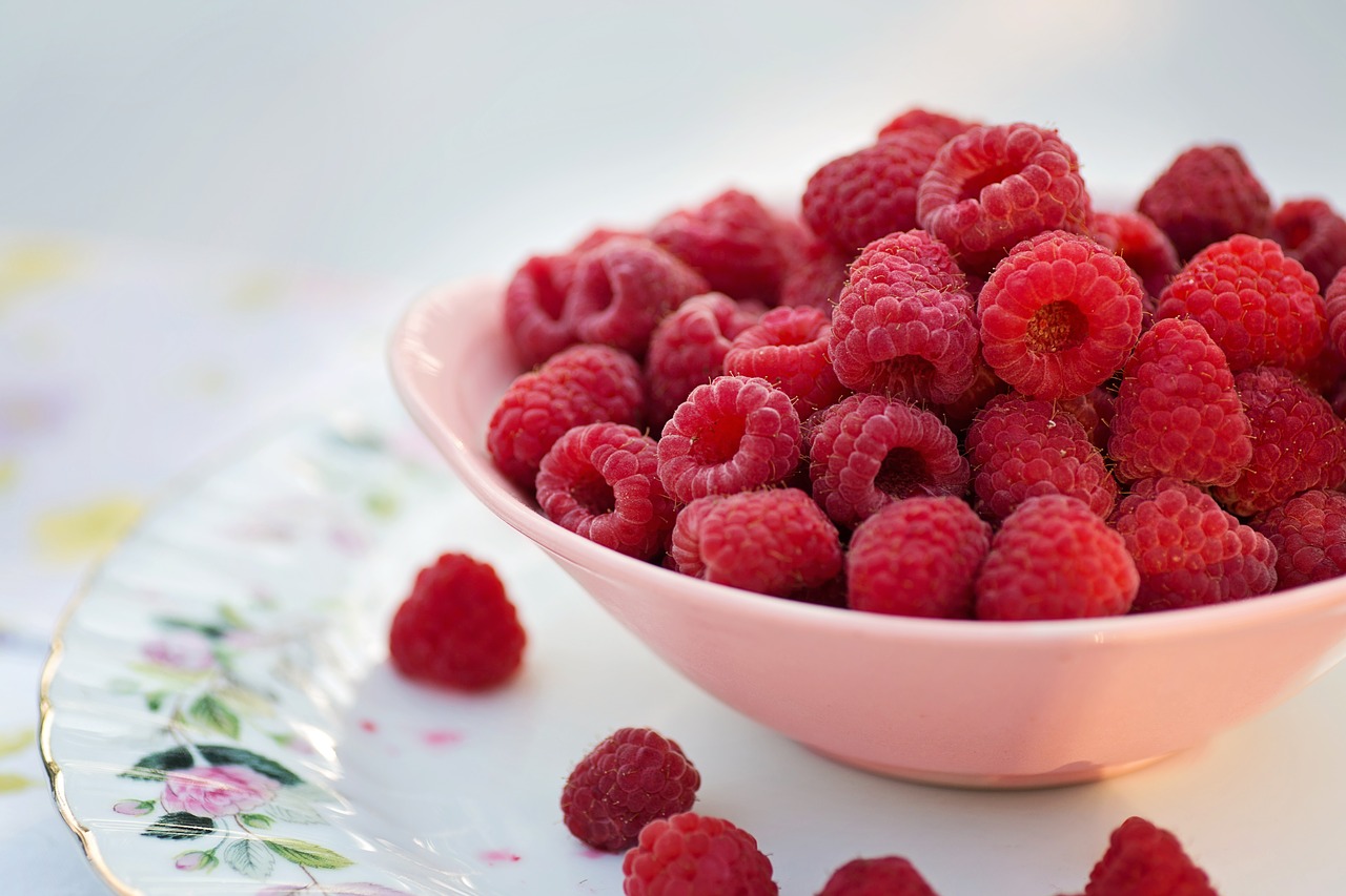 raspberries breakfast summer free photo