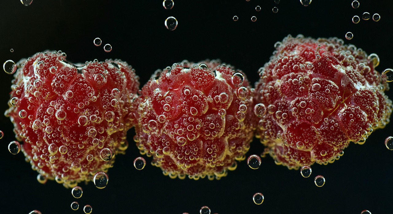 raspberries underwater food free photo