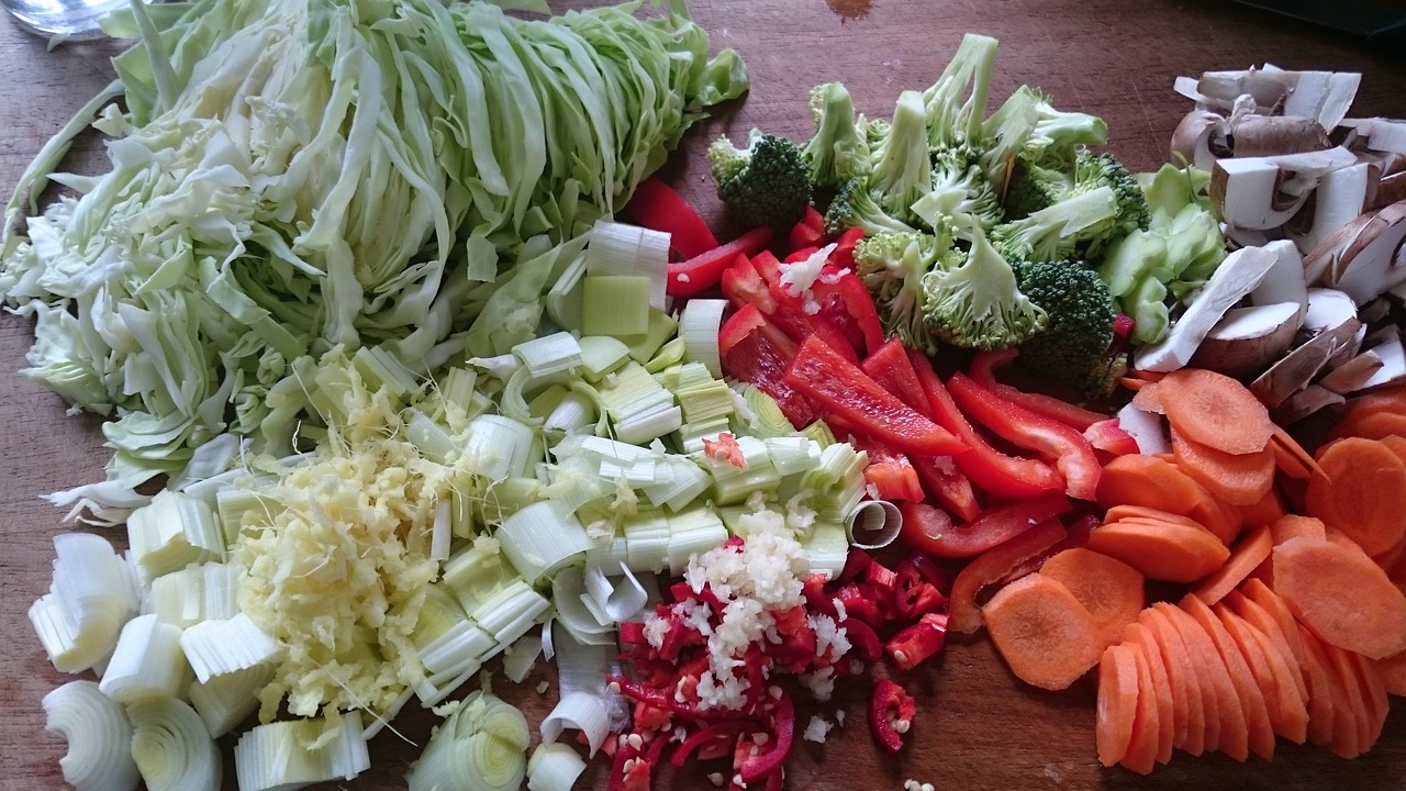 raw vegetables preparation stir-fry ingredients free photo