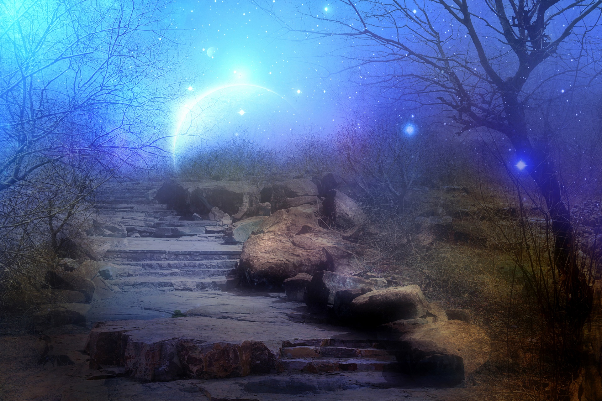 landscape fantasy blue free photo