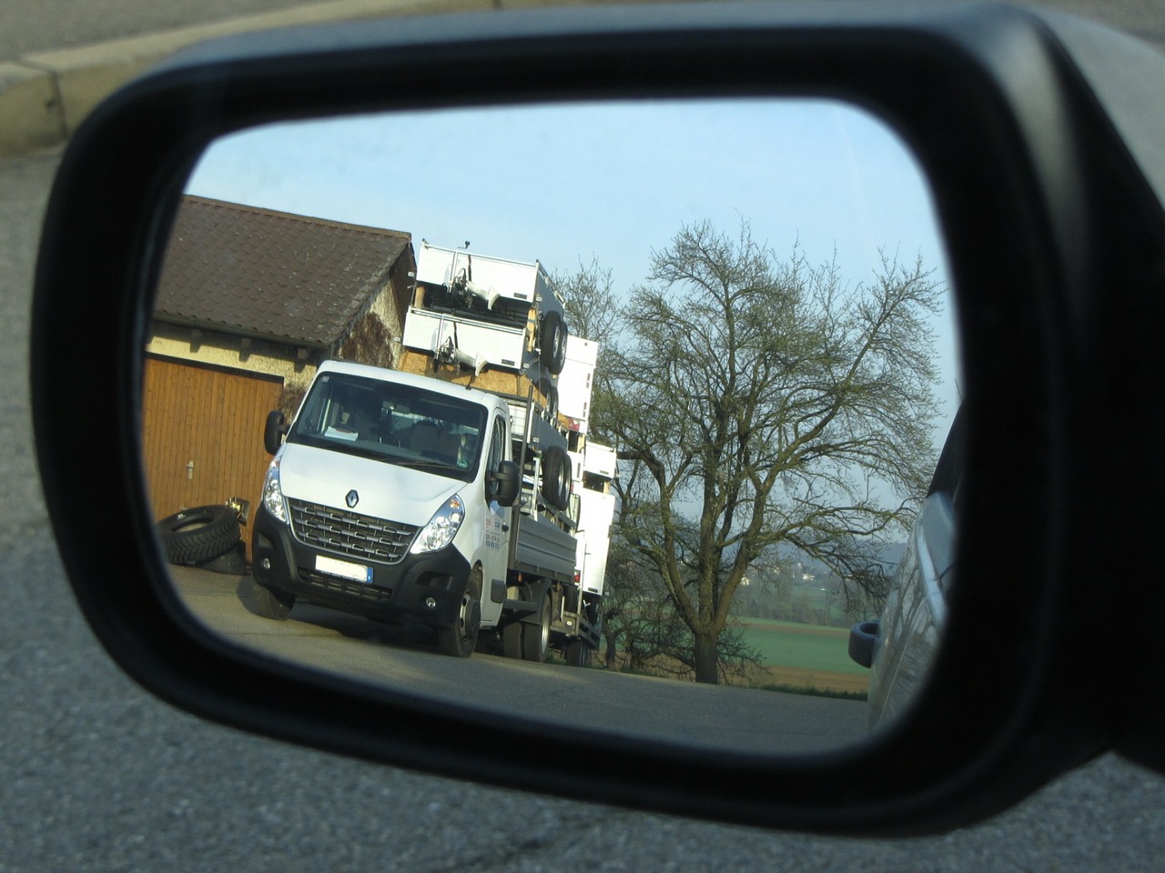 rear mirror truck trailers free photo
