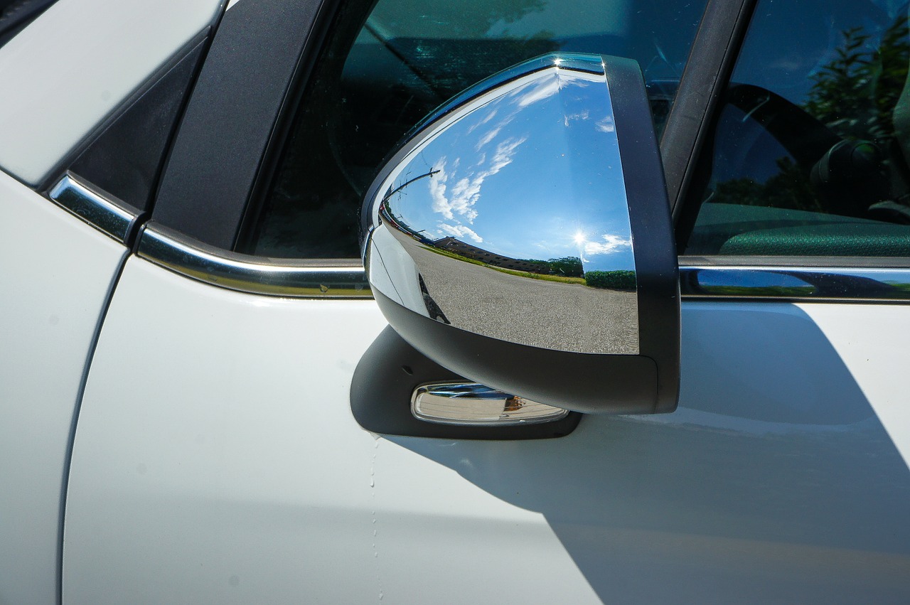 rear mirror chrome auto free photo