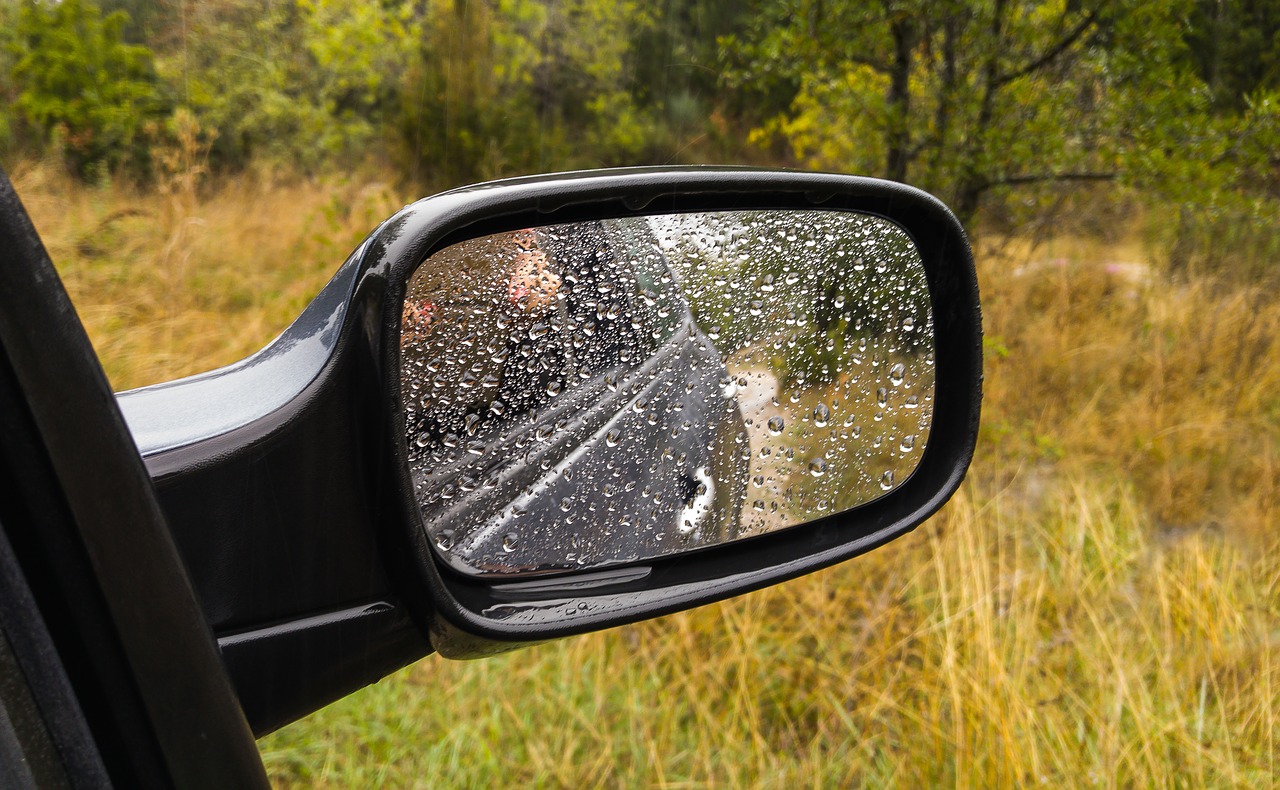 rear view mirror mirror rain free photo