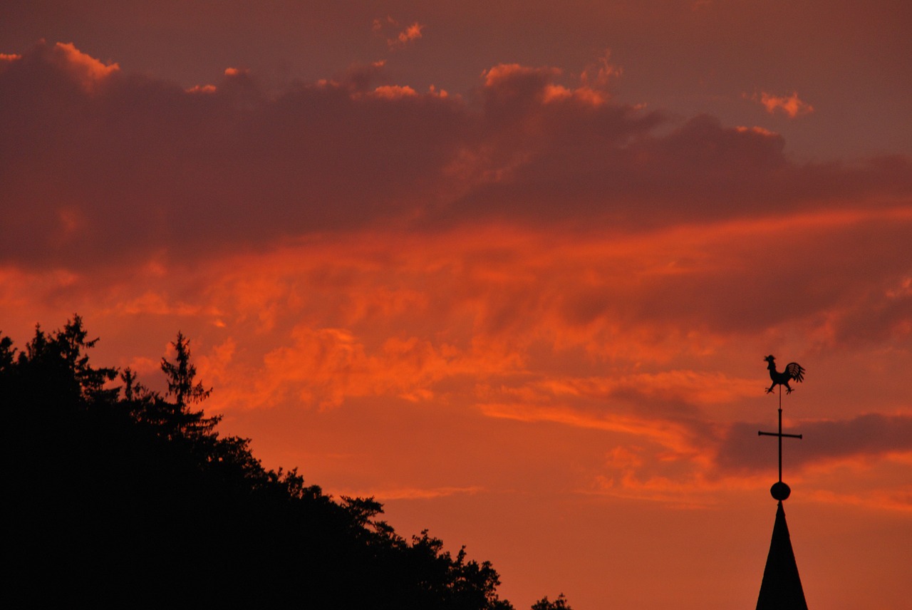 red evening sky afterglow free photo