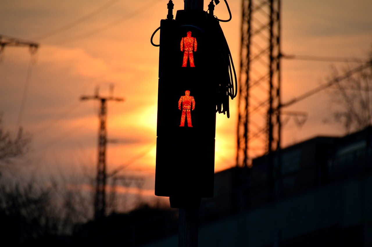 red traffic lights sunset free photo