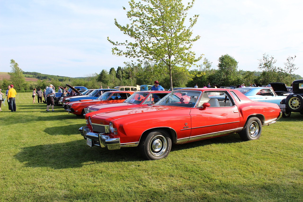 red car car show free photo