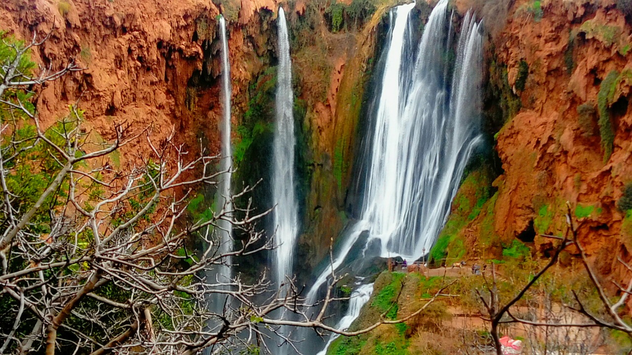 red waterfall water free photo