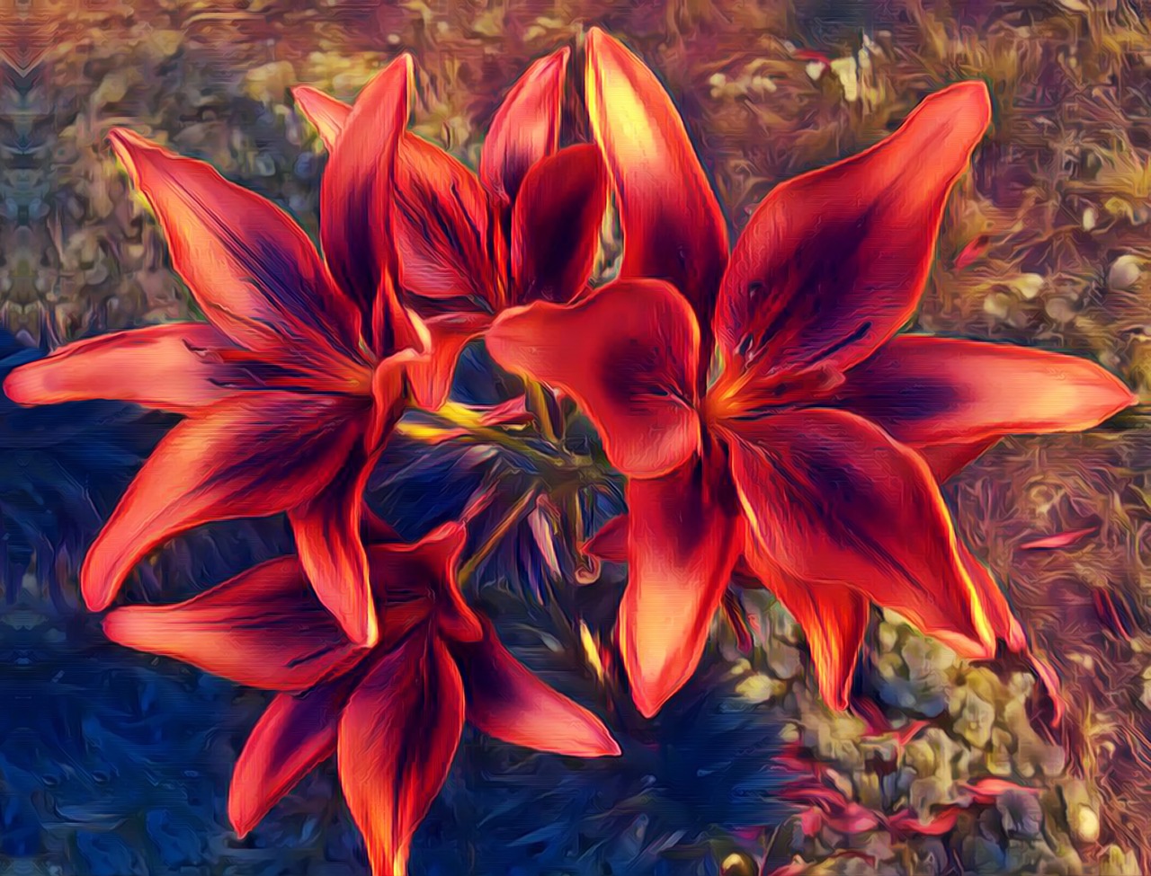 red  lillies  bloom free photo