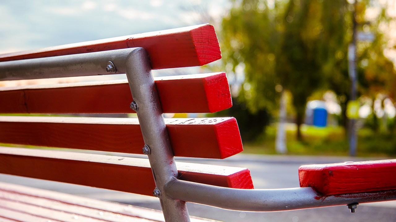 red  bench  park free photo