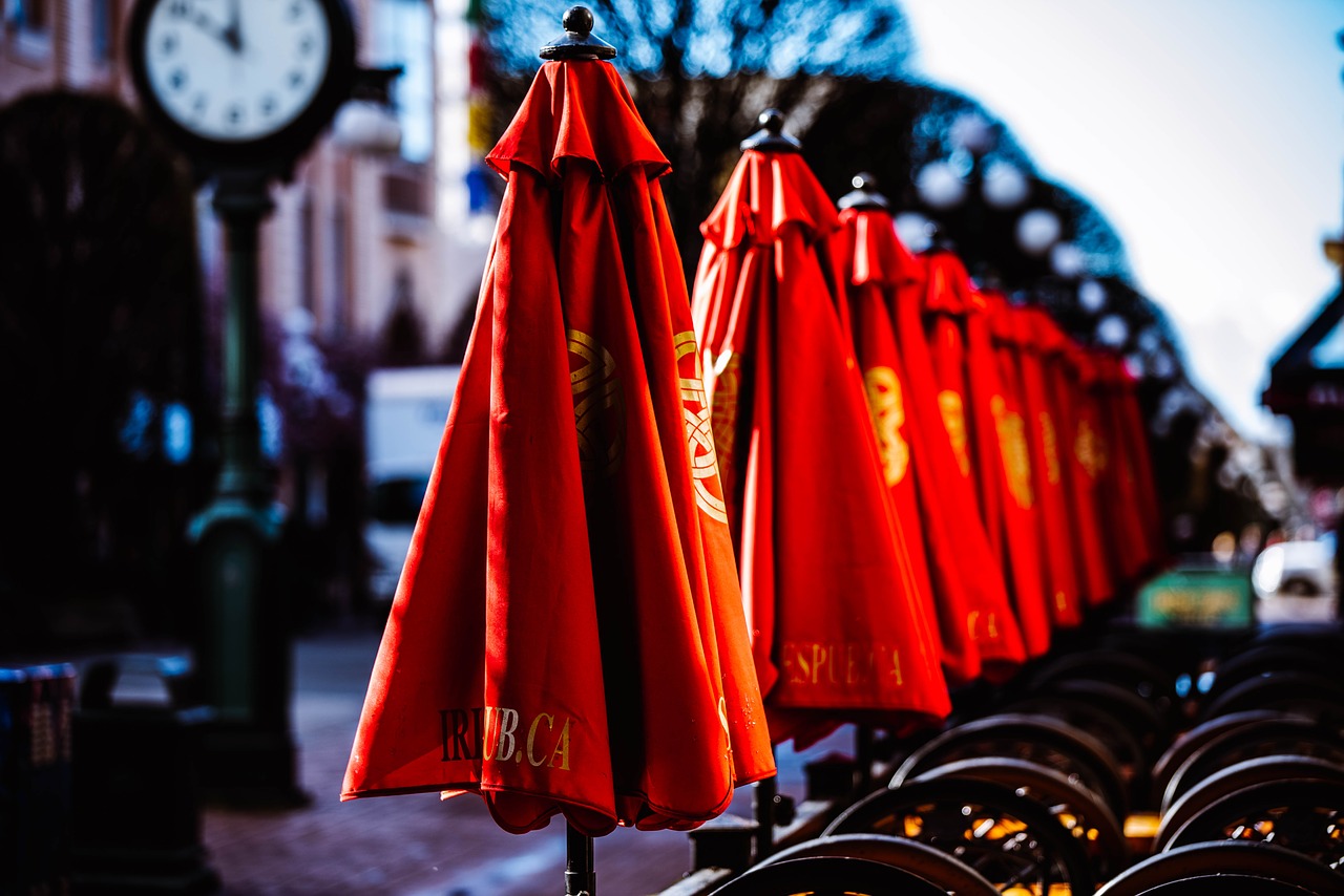 red  umbrellas  pub free photo