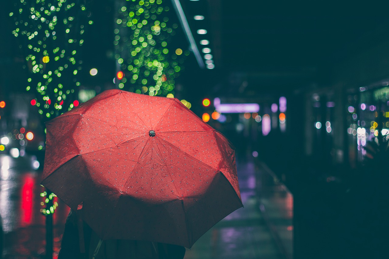 red umbrella raining free photo