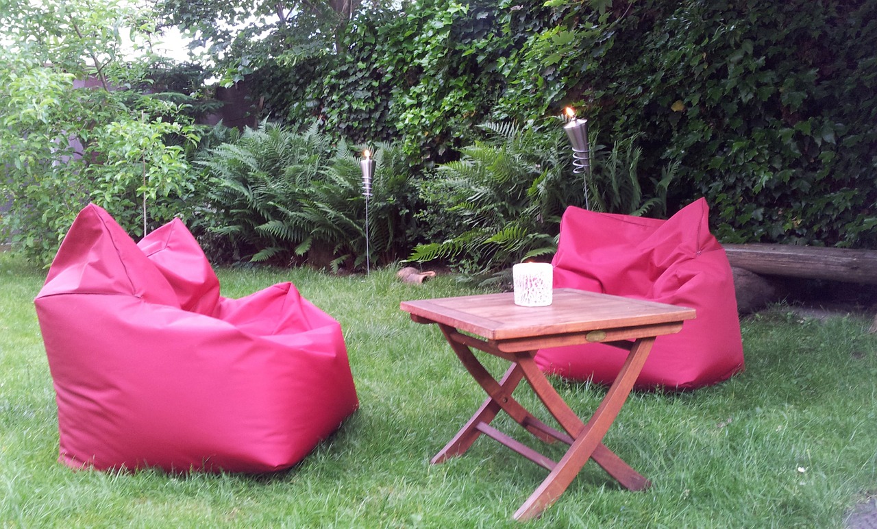 red armchair garden holiday garden free photo