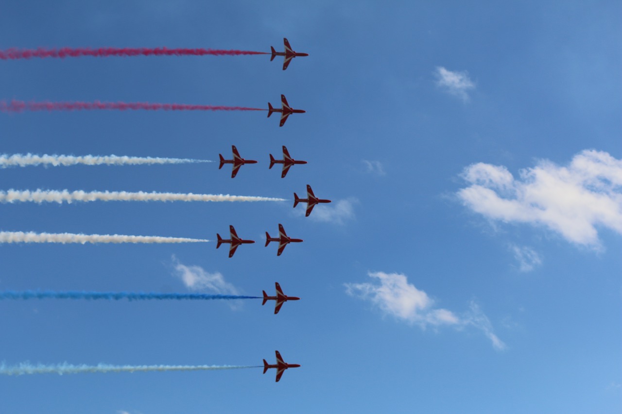 red arrows flight airplane free photo